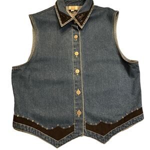 Streets Ahead Women's Large Denim Vest with Silver Stud Trim
